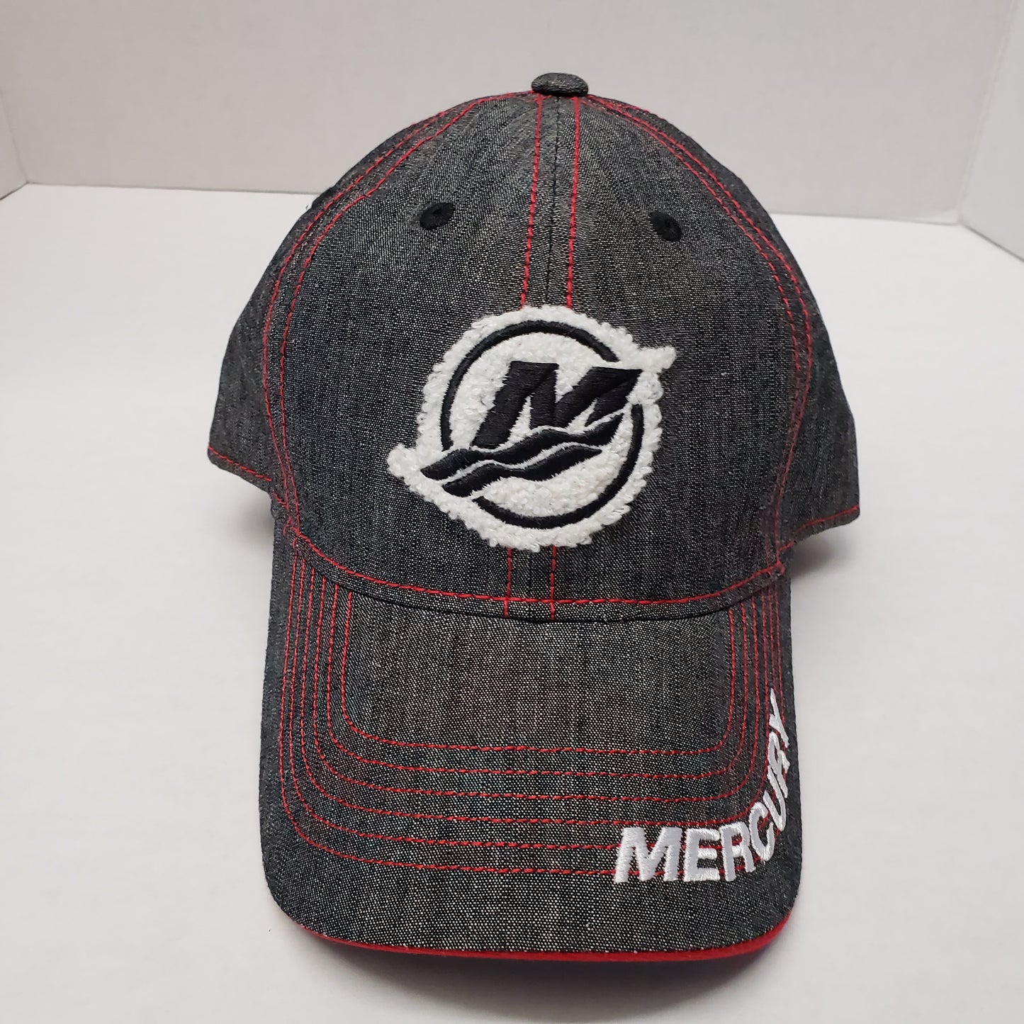 New Authentic Mercury Marine Hat Perimeter Black Chambray
