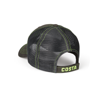 New Authentic Costa C Trucker Hat Adjustable Graphite with Neon C Black Mesh