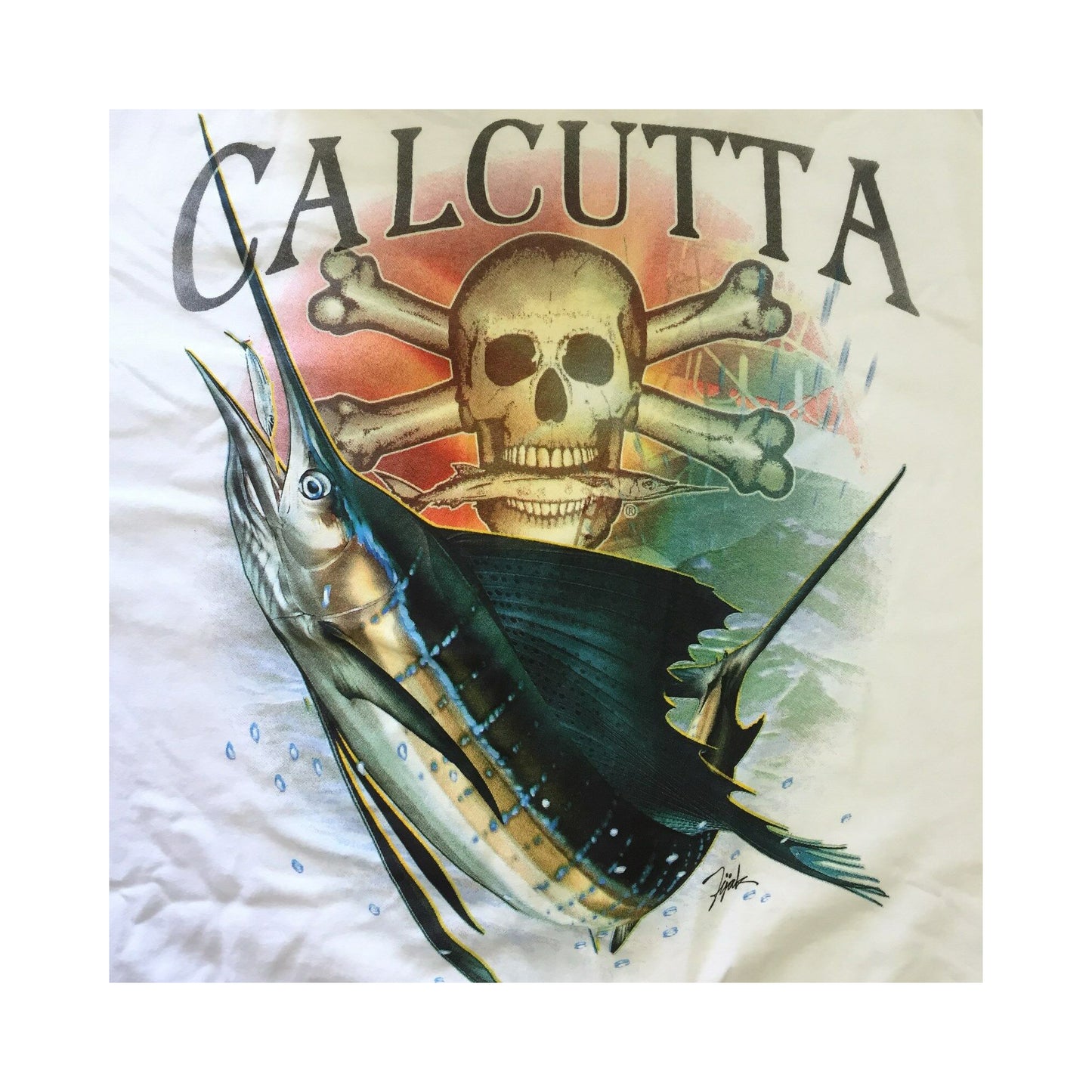 New Authentic Calcutta Long  Sleeve Shirt White/ Front Pocket/ Back Sailfish 2XL