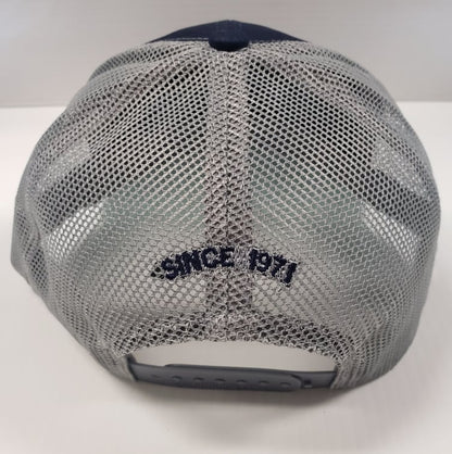 Bass Cat Mesh Flag Patch Hat-Gray/Navy Mesh/Flag Pattern  Logo