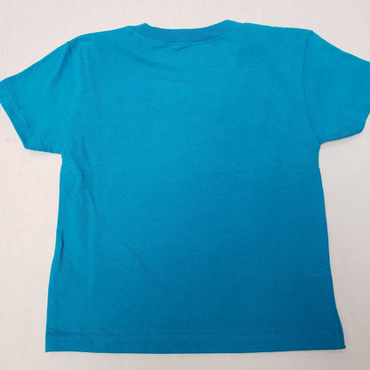 Kids BIG FISH IN A LITTLE SCHOOL Blue Shirt With shark 100% Cotton Size 4