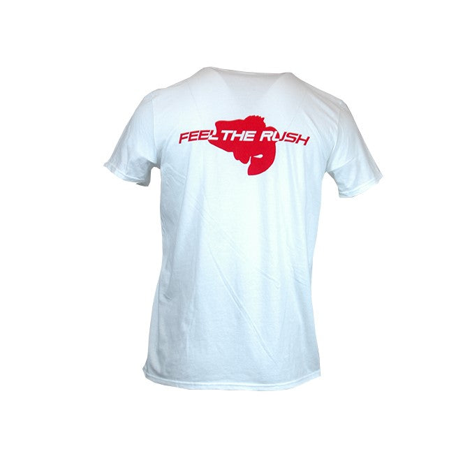 Bass Cat Feel the Rush T Shirt-White/Red Logo
