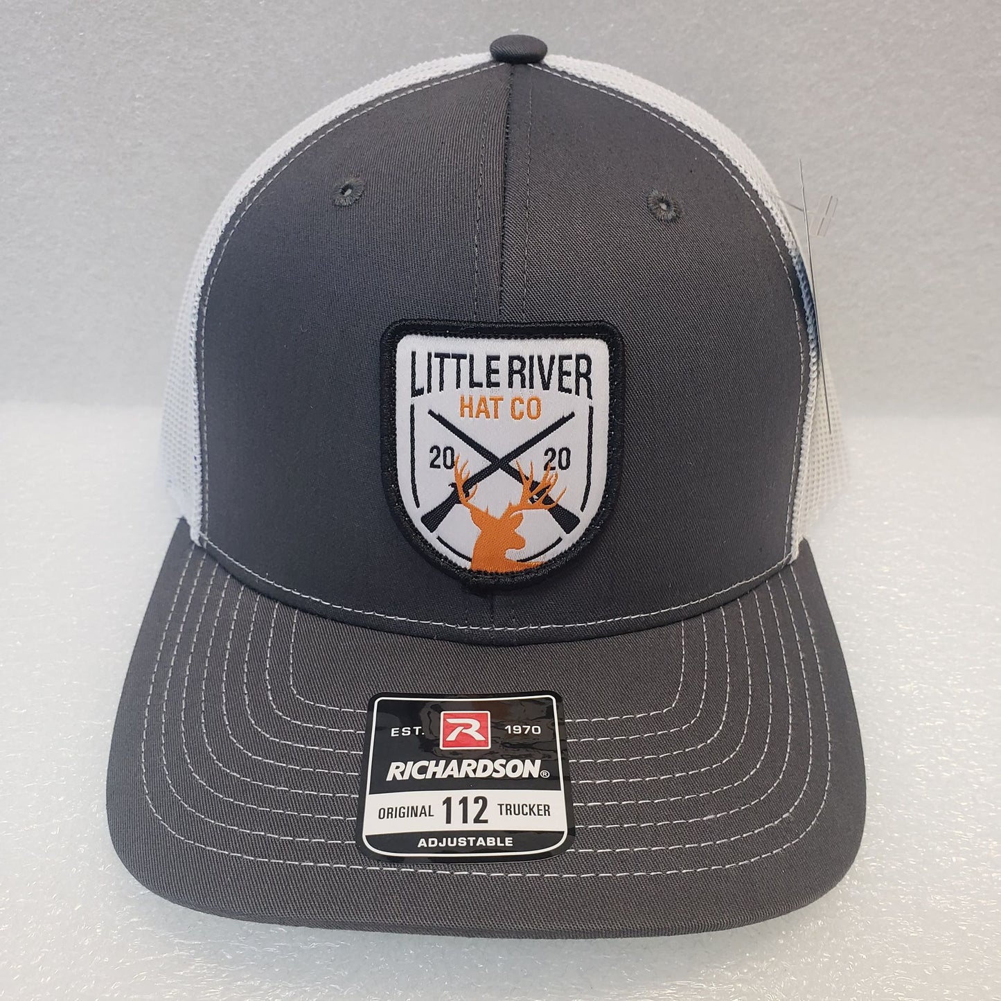 LIttle River Hat-Charcoal Gray/White Mesh/Orange Buck Logo