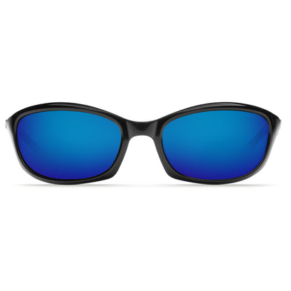 New Authentic Costa Harpoon Polarized Sunglasses Shiny Black Frame Blue Mirror Glass Lens