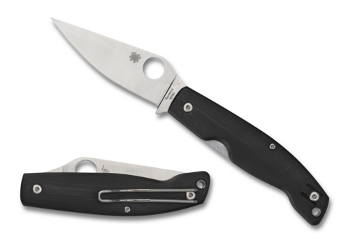 NEW Spyderco Pattadese Black G-10 Plainedge