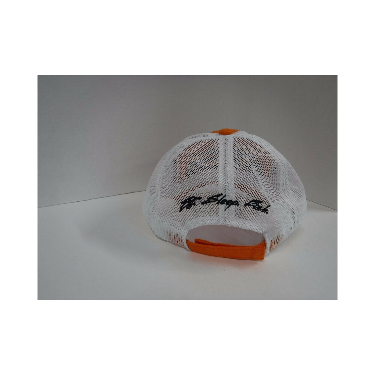 New Authentic Skeeter Richardson Hat Orange/ Baseball Style/ Back White Mesh/ Eat Sleep Fish