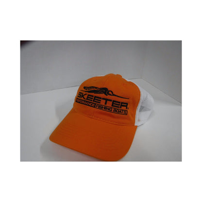 New Authentic Skeeter Richardson Hat Orange/ Baseball Style/ Back White Mesh/ Eat Sleep Fish