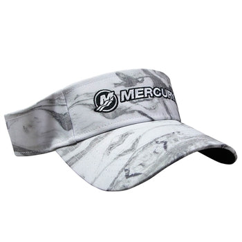 New Authentic Mercury Marine Kinsel Visor Gray White, Adjustable Hook/Loop Closure