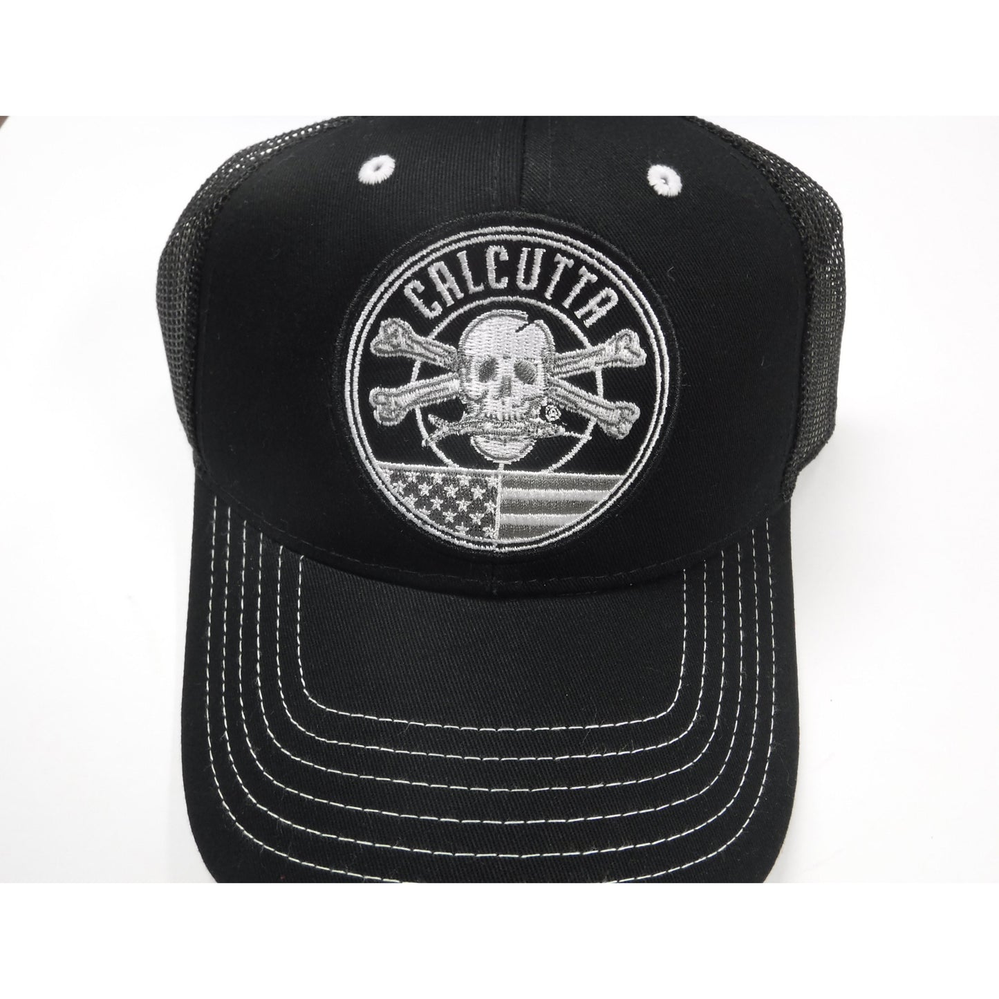 New Authentic Calcutta Hat Black with White Logo /Black Mesh