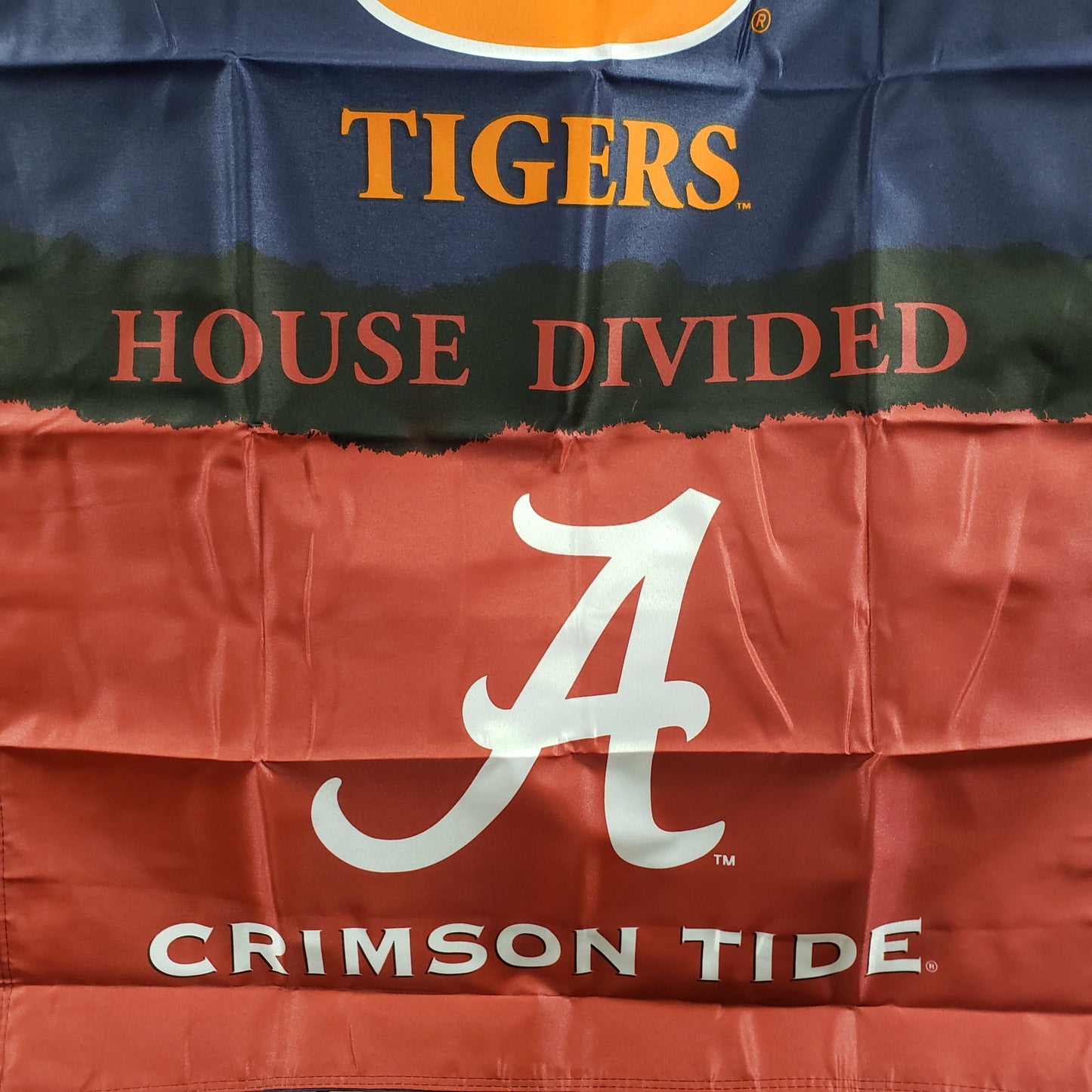 Rivalry Flag/ Crimson vs. Tigers House Divided Flag Orange/ Blue & Red/White
