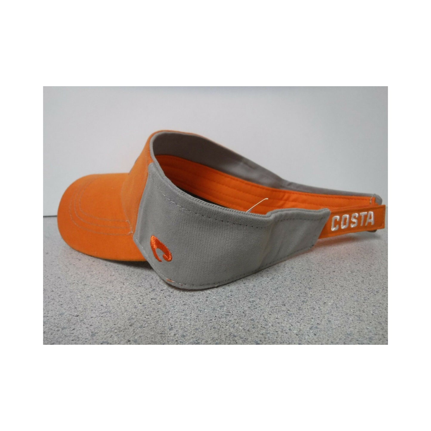 New Authentic Costa Visor Adjustable Orange/ Reflective Gray Fish