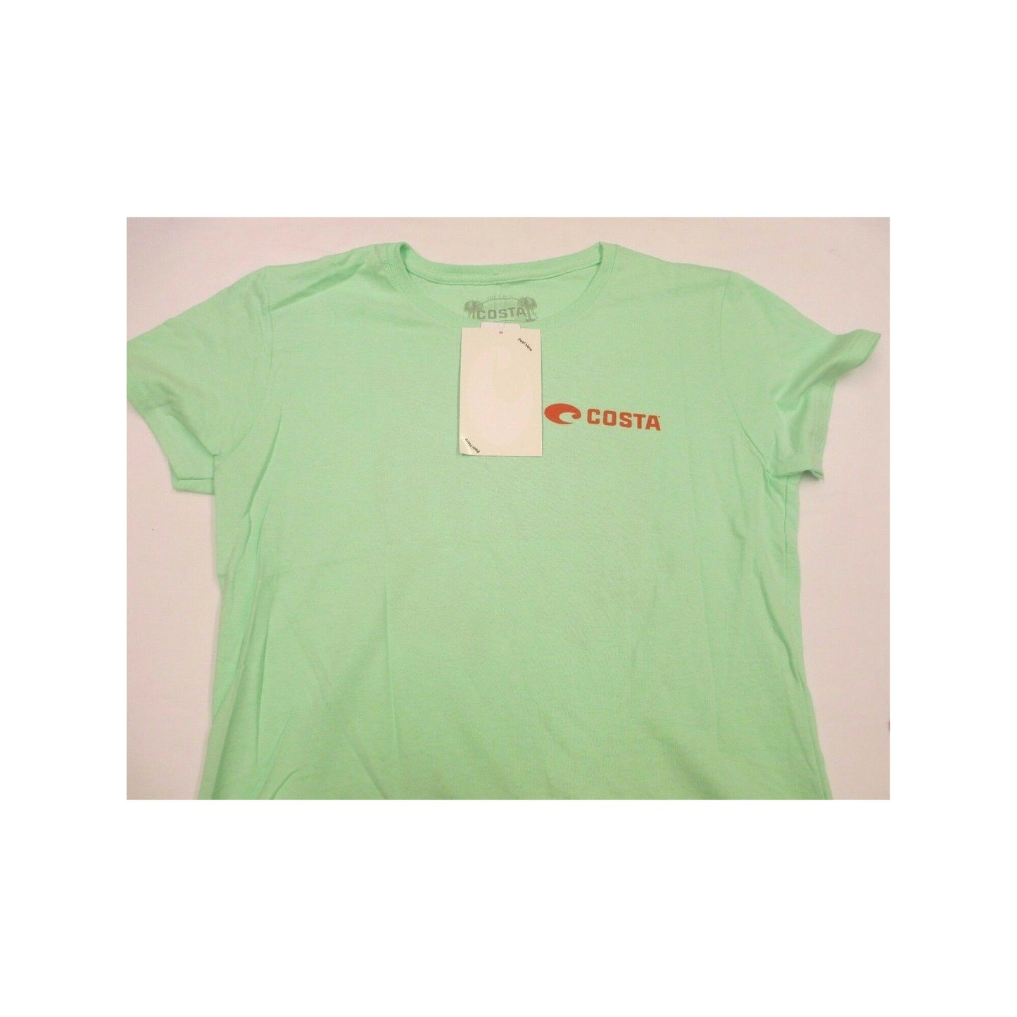 New Authentic Costa Short Sleeve Ladies T-Shirt Aqua Mint/ Orange Logo Large