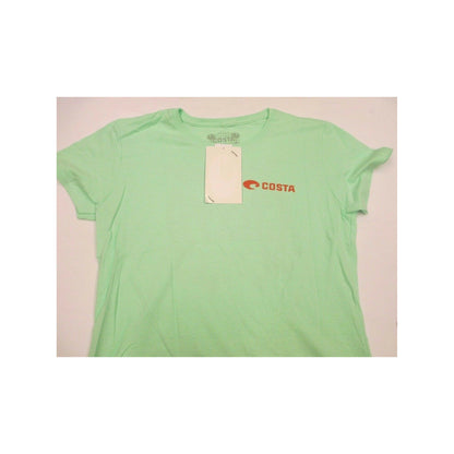 New Authentic Costa Short Sleeve Ladies T-Shirt Aqua Mint/ Orange Logo Large