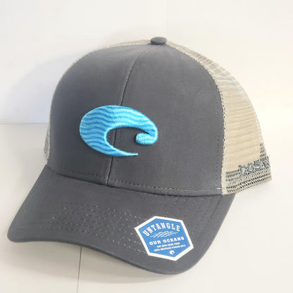 New Authentic Costa Trucker Hat Adjustable-Gray Trucker WAVE